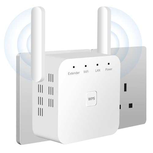 WiFi Extender Booster with Ethernet Port – Plug-In WiFi Booster – WiFi Internet Repeater and Range Extender for Home – Internet Booster, Wireless WiFi Booster and Extender for Improved Coverage -White