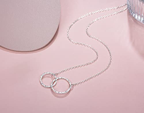 Sister Gifts for Sister Necklaces Sterling Silver Hammered Interlocking Circle Necklace for Sister Birthday Gifts Christmas Holiday Jewelry4