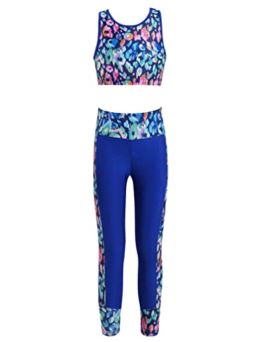 Jugaoge Kids Teen Girls Gymnastics Dance Training Outfit Sleeveless Crop Tops and Athletic Leggings Pants Set