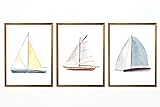 Din A4 Kunstdruck ohne Rahmen - 3er Set Segelboot Boot 