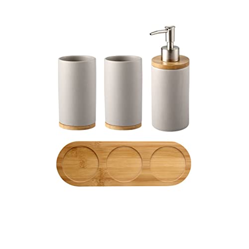 TAMSNDL Caja de jabón Conjunto de Accesorios de cerámica for baño, Inodoro y Cocina, decoración, dispensador de jabón y champú, Caja for cepillos de Dientes, Organizador de Vasos for Enjuague bucal