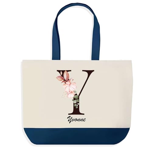 Sac de shopping bleu Yvonne Planetee en toile grand format pour courses