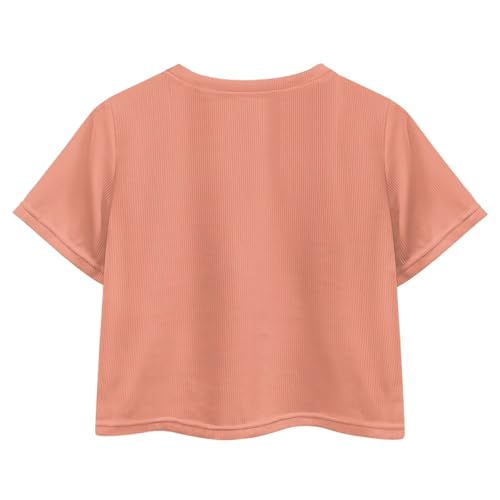 Image of Cute Crop Tops for Girls Short Sleeve Summer T Shirts Fashion Graphic Tees Crew Neck Pullover Tee 5-14 Years