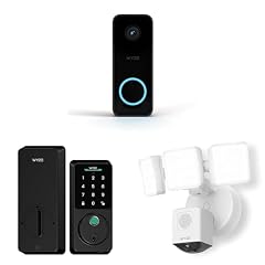 WYZE Wired Doorbell Camera v2(existing doorbell Wiring Required) Auto-Lock Bolt v2 Floodlight Camera Pro, 2K Security Video Doorbell, Color Night Vision