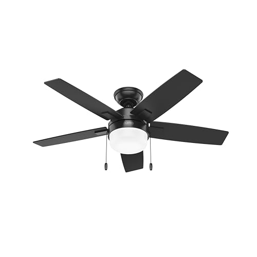 Image of Hunter Anisten, Indoor, Ceiling Fan, with LED Light, 44 inch, Matte Black