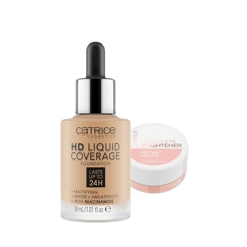 Catrice | HD Liquid Coverage Foundation 32 & Under Eye Brightener 10 Light Rose | Full Coverage Makeup | Vegan & Cruelty Free