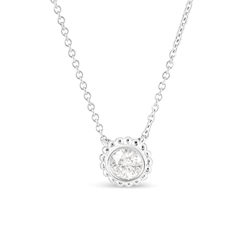 Haus of Brilliance 10K White Gold 1/2 Cttw Bezel Set Round Diamond Sunflower Finish 18" Pendant Necklace (I-J Color, I1-I2 Clarity)