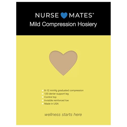 Nurse Mates Mild Graduated Compression Support Pantyhose | 8-12 mmHg | Reduce Leg Fatigue | Re-Inforced Toes | 1 Pair