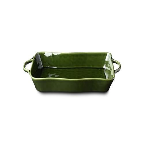 Verde Medium Rectangular Stoneware Baker – 14” x 8.75” x 2.75” – 96oz Deep Dish for Casseroles, Lasagna & Roasting – Oven, Microwave & Dishwasher Safe – Stylish Oven-to-Table Bakeware by Cerified International - Used condition - US$23.05