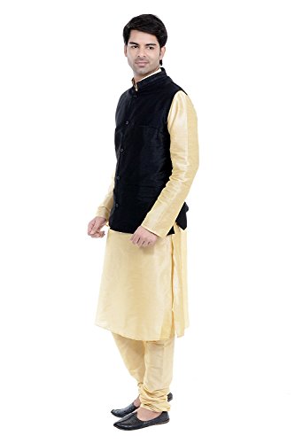 Kurta pyjama de seda con chaleco Nehru para bodas y galas elegantes 4