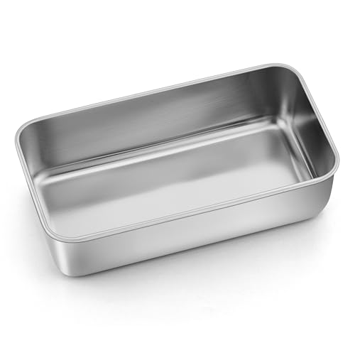 LIANYU Stainless Steel Loaf Pan 9” x 5”, Heavy Duty Bread Pan for Baking, Metal Bakeware for Meatloaf, Brownies, Lasagnas, Healthy & Non Toxic, Dishwasher & Oven Safe