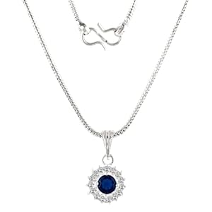 Universe Kart Blue Pendant Zircon Gemstone Necklace in 925 Sterling Silver, Women Minimal Jewelry for Office, Dainty Simple Design Jewelry Anniversary Birthday Gift for Mom Girls Her (Blue, Round)