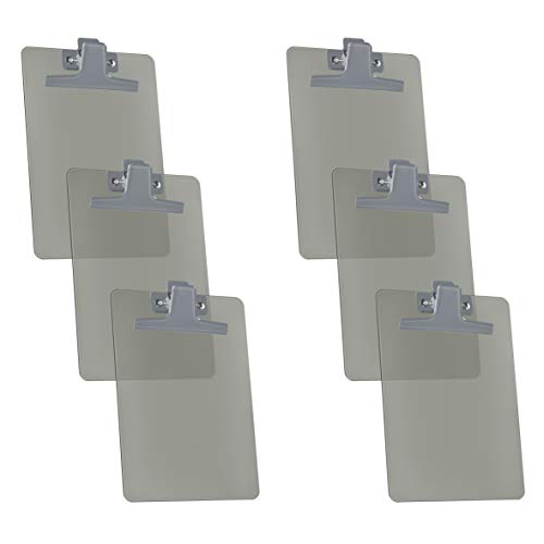 Acrimet Clipboard Memo Size A5 (9 1/4" X 6 1/3") Premium Metal Clip (Plastic) (Smoke Color) (6 Pack) #TOP20