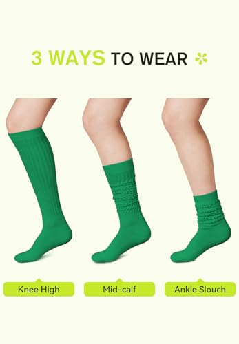 Image of Zando Slouch Socks for Women - 80s 90s Knee High Scrunch Socks Soft Long Stacked Boot Sock Warm Winter Sock Daily Wear
