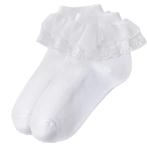 Comfortable And Trendy Girls Ankle Socks Elegant Double Layer Lace Ruffle For Ages 1-10+ Years Kids Daily Wear Fashionable Ki