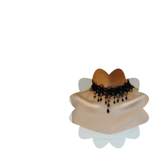 Xerling Floral Black Lace Choker with Crystal Beads Tassel for Women Short Necklace Flower Grunge Necklace Halloween Costume Jewelry