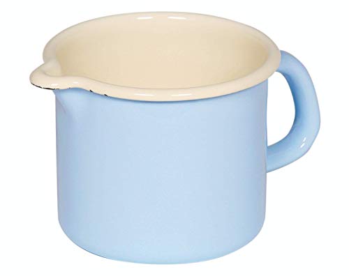 Riess, 0038-006, Schnabeltopf 9, CLASSIC - BUNT/PASTELL, Farbe Blau, Durchmesser 9 cm, Höhe 8.5 cm, Inhalt 0.5 Liter, Emaille, Induktion