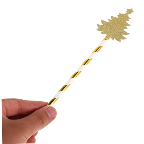 Pitillos de papel navideños con diseño árbol de 25 piezas miniatura 6