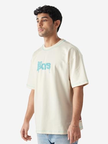 Image of The Souled Store Official The Boys: Doodle Men and Boys Round Neck Short Sleeve White Graphic Print Cotton Oversized Fit T-Shirts The Boys Meme Comic Character TV Show