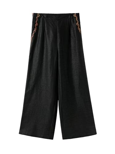 Pantalon large en soie HangErFeng taille haute élastique pour en finir avec les vêtements serrés