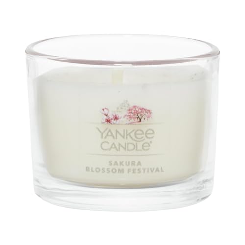 Image of Yankee Candle Mini Jar Scented Candle, Small Single Wick Candle for Home Fragrance, Long Lasting Burn, Sakura Blossom Festival (Pack of 6)