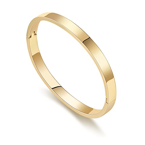 RIMRIVA Gold Bracelets for Women 14K Gold Plated Friendship Love Bangle Bracelets Cubic Zirconia Stainless Steel Bracelet Jewelry Christmas Valentines Birthday Gifts for Women