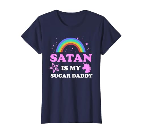 Satan is My Sugar Daddy T-Shirt, Women, Navy Blue, Medium