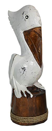 Estatua Pelícano de Madera Tallada de 10 Pulgadas miniatura 1
