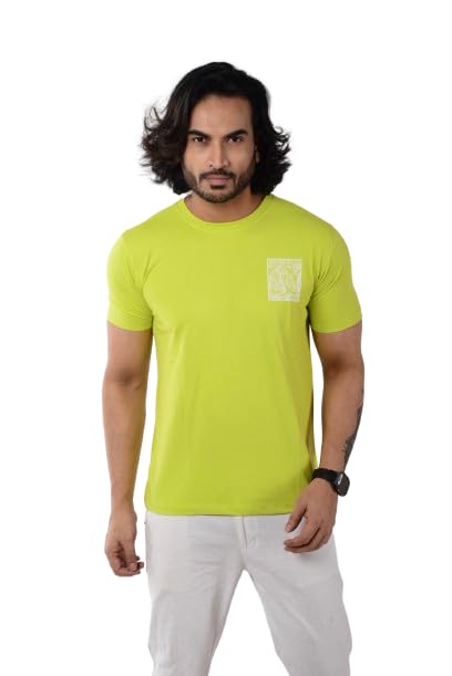Image of Men's Round Neck T Shirt Cotton Back Print, Regular and Relaxed Fit Half Sleeves Breathable Soft Fabric Standard Length Comfortable, Trending, Stylish Casual Wear
