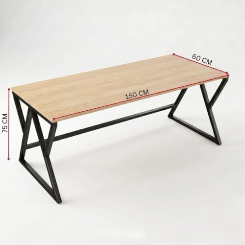 Image of TEKAVO Remik Study Table for Home & Office | Computer Table for Home pc | Wooden Gaming Workstation Desk with Heavy Duty Metal | 150 cm Table | MileOak
