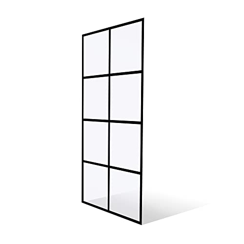 Madeira Series Grid Pattern Shower Screen With Enduroshield 36 X 76 Inch Fixed 3/8" Thick Clear Tempered Glass #TOP27