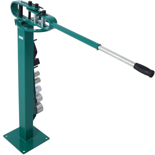 Pedestal Floor Compact Bender, Professional Pipe Tube Bender 1\" to 3\", Heavy-Duty Flat Bar Bender with 7 Dies, 44\" Mount & Telescoping Handle, Maximum 5/8\" Thick 1-15/16\" Width (Green + Steel) - Thumbnail 6