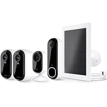 Arlo Essential Security Camera 2K Indoor/Outdoor 2 Cameras, Essential 2K Indoor 1 Camera, Video Doorbell & Solar Panel Bundle | Battery gets Charged with Solar Panels | White