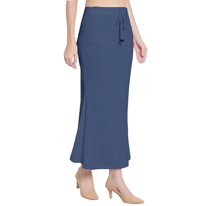 Image of Saree Shapewear Petticoat for Women Cotton Blended Lycra Shaper Petticoat with Elastic & Lace (Drawstring) Long Under Skirt Fishcut Wrinkle Free Shapewear