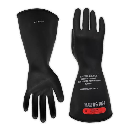 MAGID Rubber Insulating Electrical Safety Gloves, Class 0 ASTM Compliant, Size 10, 11