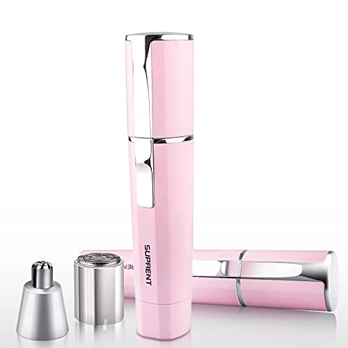 Nose and Ear Hair Trimmer SUPRENT, Wet & Dry Trimmer for Women, IPX7 Waterproof Design, Stainless Steel Rotation Blade, Portable Use (Pink)