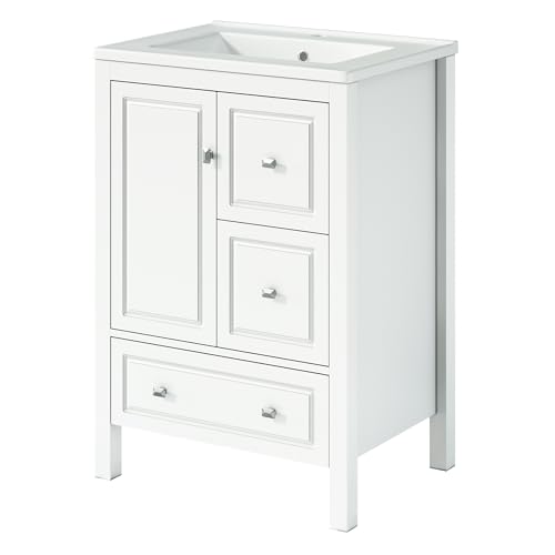 Mueble de baño sin ruidos REXO con almacenamiento amplio y lavabo cerámico blanco 6