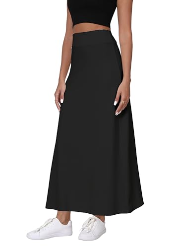 Women's High Waisted A-Line Maxi Skirt Elastic Waist Flowy Long Skirts for Women4
