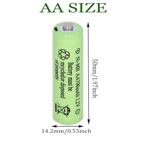 Yibatopow 16 Packs Rechargeable AA Batteries 1.2V 700mAh Ni-MH,Double A Solar Lights Battery for Outdoor String Lights, Pathway Lights,Solar Powered Lighted Lawn Stakes