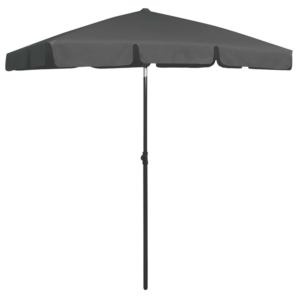 Generisch Parasol plażowy żółty piaskowy 180 x 120 cm wykonany z odpornego na promieniowanie UV i odpornego na kolor poliestru, ze stabilnymi żebrami parasola i mechanizmem przechylania w dowolnym