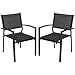 Avestar Gartenstühle 2er Set, Stapelstuhl, atmungsaktiv, aus Textilene-Gewebe und Pulverbeschichtetem Eisenrahmen, Bistro-Essstühle, für Terrasse, Balkonstuhl, Schwarz