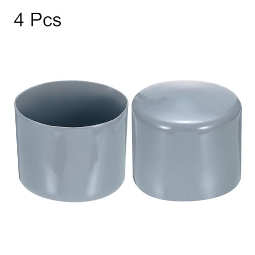 Image of uxcell 4pcs Rubber End Caps 50mm ID Vinyl Round Tube Bolt Cap Cover Screw Thread Protectors Grey, 40mm Height