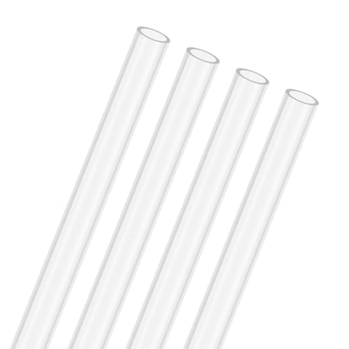 M METERXITY 4-Pack Clear Rigid Acrylic Pipe, 7mm[0.28"] ID x 9mm[0.35"] OD Plastic Round Tube for Water Cooling System/Lamps/Fountains/Aquariums/Display Stand, Acrylic Tubing [305mm/12IN]