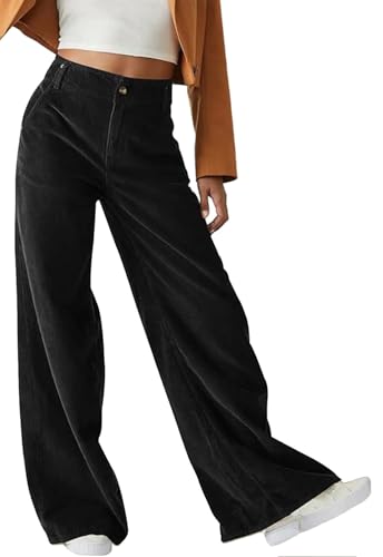Pantalon velours taille haute jambe large femme Yutdeng casual et pantalon streetwear vintage