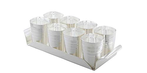 OJAS Designer Silver Plated Tray 8 Glass Set for Gifting, Guest Serving, Return Gifting, Occasionally Gifting, Utility Gifting, Every Occasion for Festival (31 x 12 x 7.5 cm), Code- GT 81
