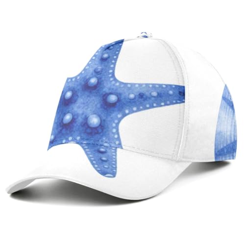 Gorra de béisbol azul costero con estampado completo FRODOTGV ajustable de poliéster unisex