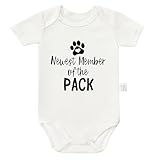 New Member of the Pack Bodysuits, Newborn Coming Soon Announcement, Gender Neutral Baby Fashion Clothing, Toddler Short-Sleeve Outfits (White, 3-6 Month)