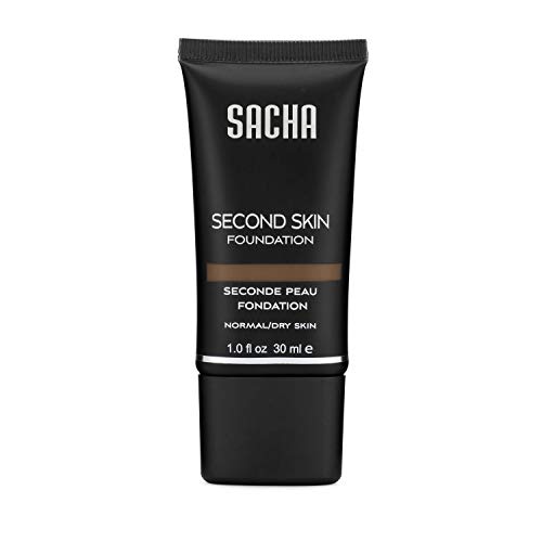 Second Skin Liquid Foundation by Sacha Cosmetics, Liquid Face Makeup to give Flawless Looking Skin, Medium Coverage, for All Skin Types, 1 oz, Cocoa Beige