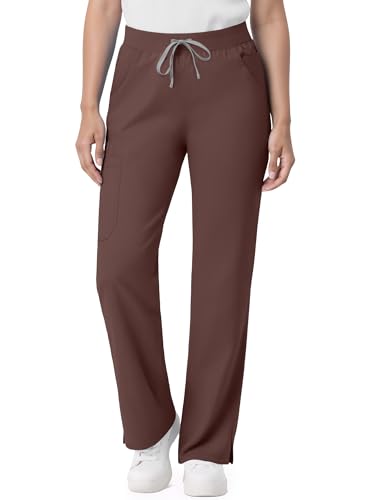 Image of Scrub Pants for Women - Straight Leg Medical Scrub Pants with 6 Pockets - Drawstring Soft Stretch Women Scrub Pant