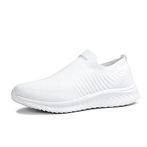 BRKVALIT Chaussures de Running Course Homme Femmes Sports Fitness Gym Baskets Sneakers Poids Léger,Blanc,40EU